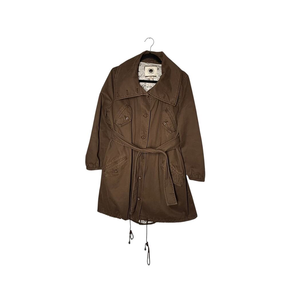 Anthropologie M Jacket Anorak Trench Coat Field Jacket Cargo Brown Mid Length - Picture 6 of 6